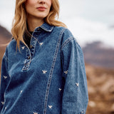Sobrecamisa Zenna blue bordado