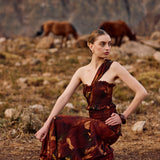 Vestido Caladia flores burdeo
