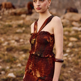 Vestido Caladia flores burdeo