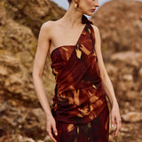 Vestido Zinaria flores burdeo