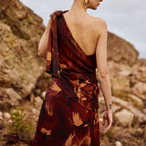 Vestido Zinaria flores burdeo