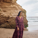 Vestido Toya hojas morada