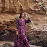 Vestido Toya hojas morada