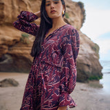 Vestido Toya hojas morada