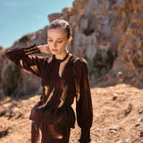Blusa Gilia arena rojo - PRE ORDER