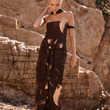 Vestido Linaria arena rojo - PRE ORDER