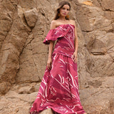 Vestido Lembo hojas rojas