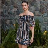 Vestido Kore rayas café