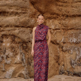 Vestido Adara hojas moradas