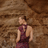Vestido Adara hojas moradas