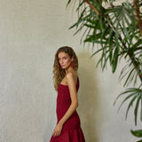 Vestido Malari burdeo